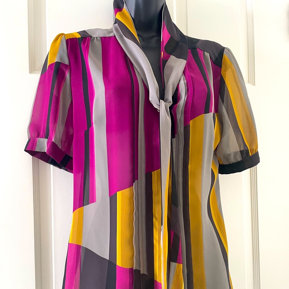 Le Chateau multi coloured sheer blouse.